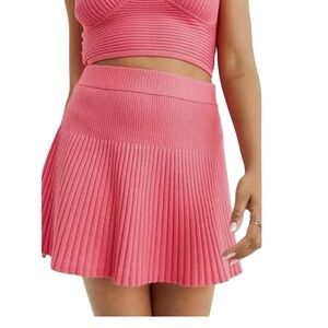 Aerie Take Charge Women’s Wool Blend Sweater Skirt Pink Punch Ribbed Large NWT